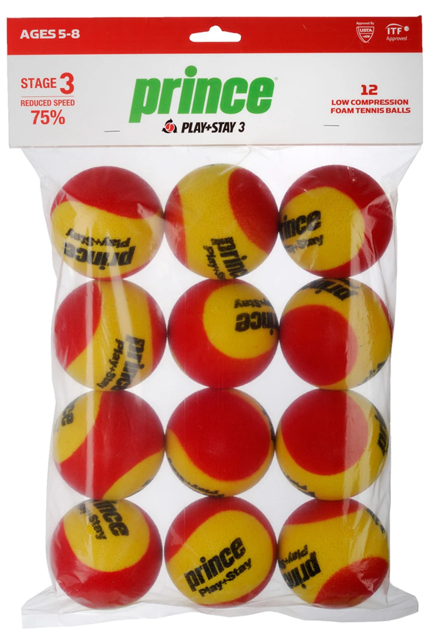 Prince Play + Stay Stage 3 Foam Junior Tennis Balls Dozen 3 Prince Play + Stay Stage 3 Foam Junior Tennis Balls Dozen